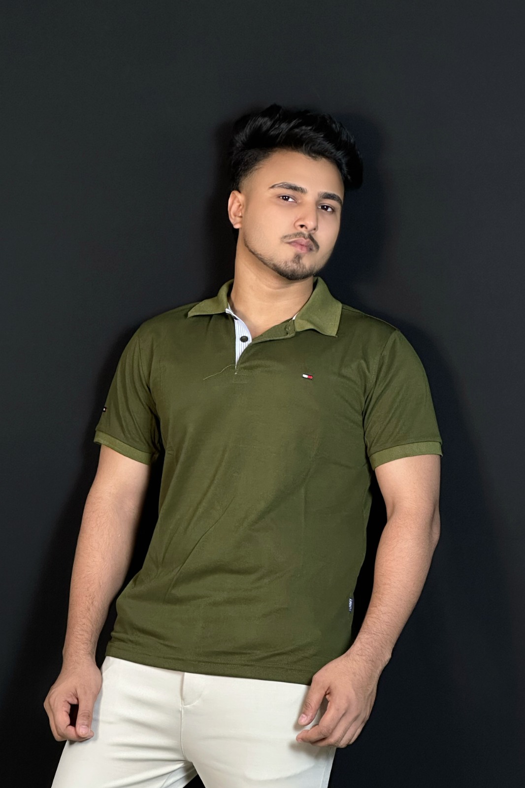 অলিভ কালার পোলো টি-শার্ট-TM